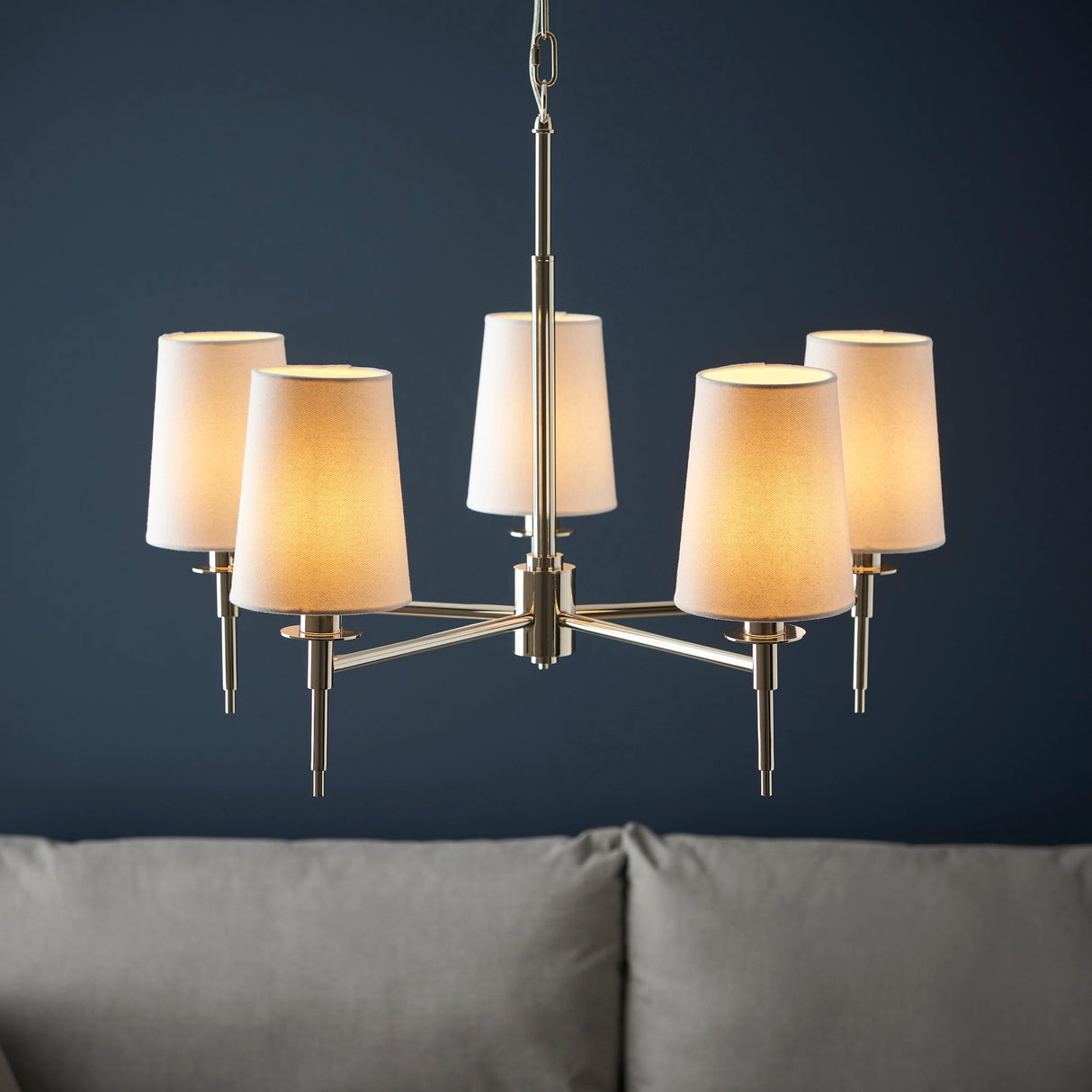 Corriford Multi Arm Tapered 5 Light Pendant - Bright Nickel