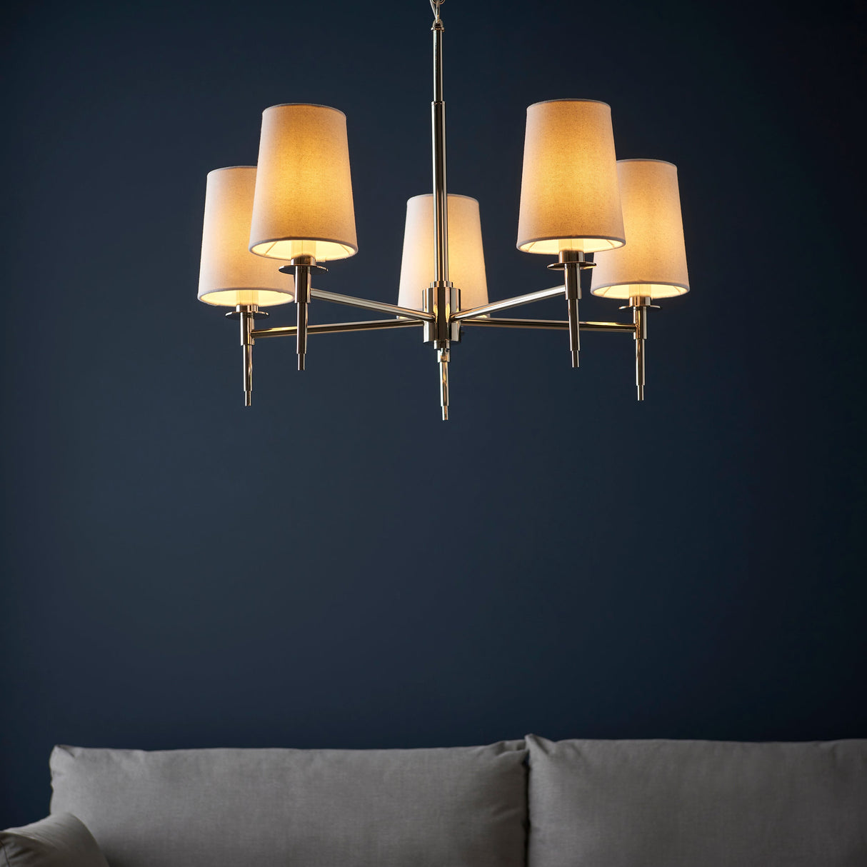 Corriford Multi Arm Tapered 5 Light Pendant - Bright Nickel