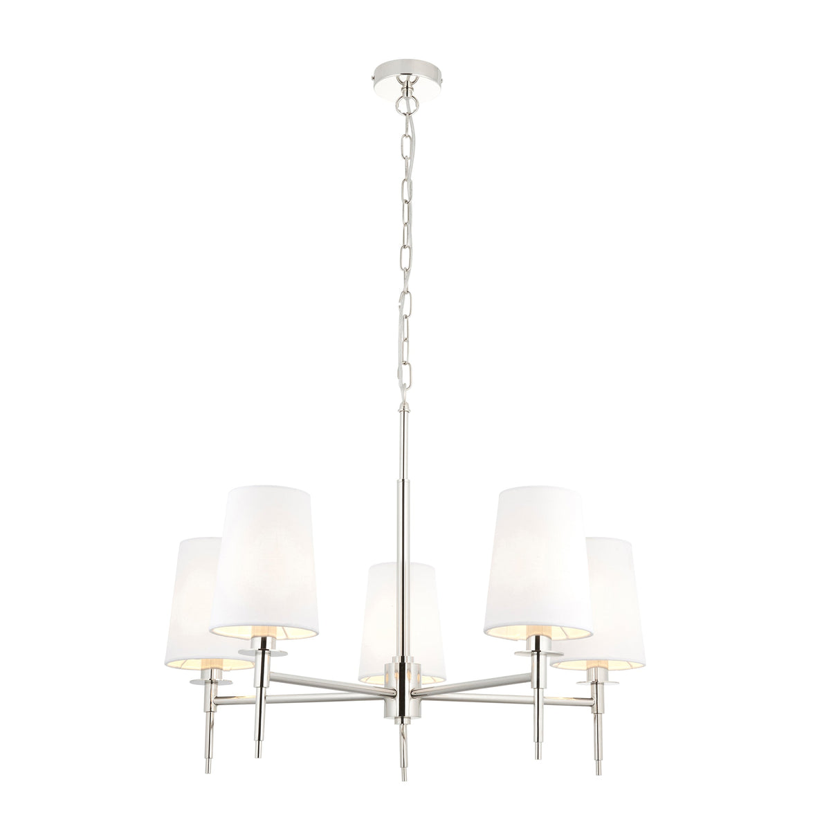 Corriford Multi Arm Tapered 5 Light Pendant - Bright Nickel
