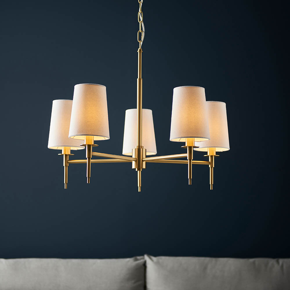 Corriford Multi Arm Tapered 5 Light Pendant - Satin Brass
