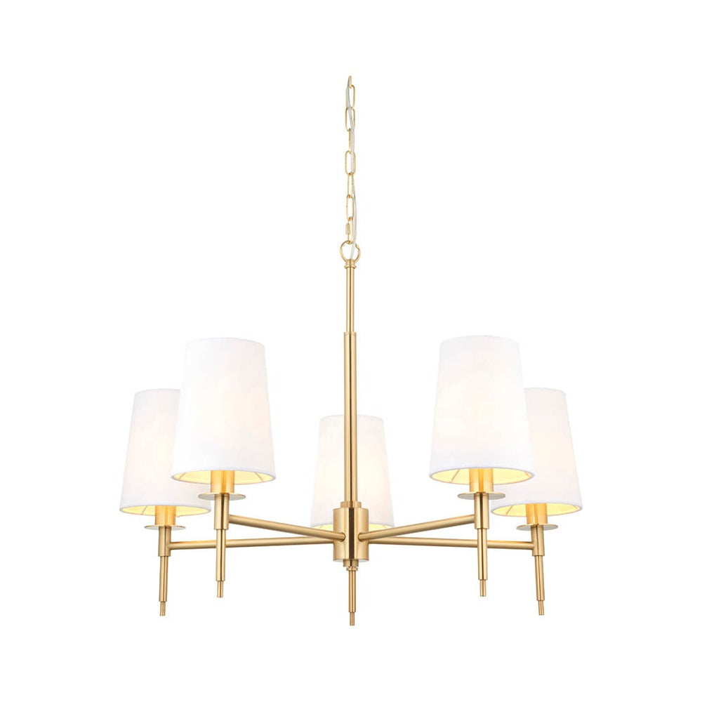 Corriford Multi Arm Tapered 5 Light Pendant - Satin Brass