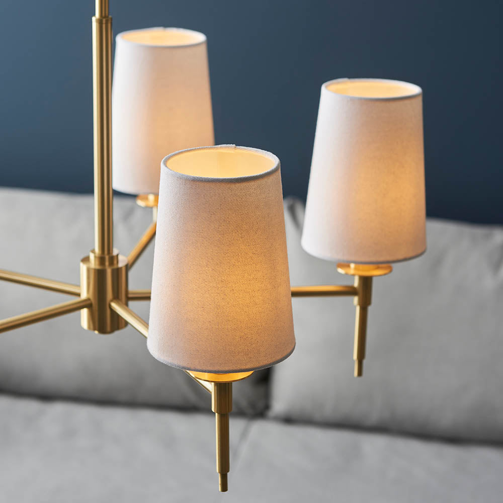 Corriford Multi Arm Tapered 5 Light Pendant - Satin Brass