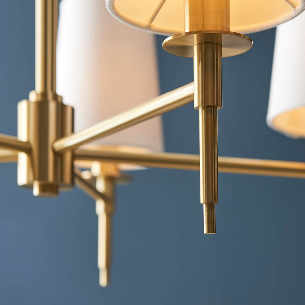 Corriford Multi Arm Tapered 5 Light Pendant - Satin Brass