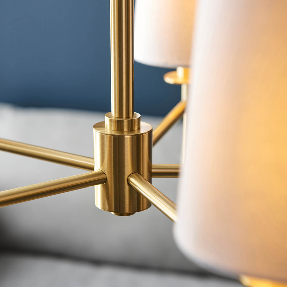 Corriford Multi Arm Tapered 5 Light Pendant - Satin Brass