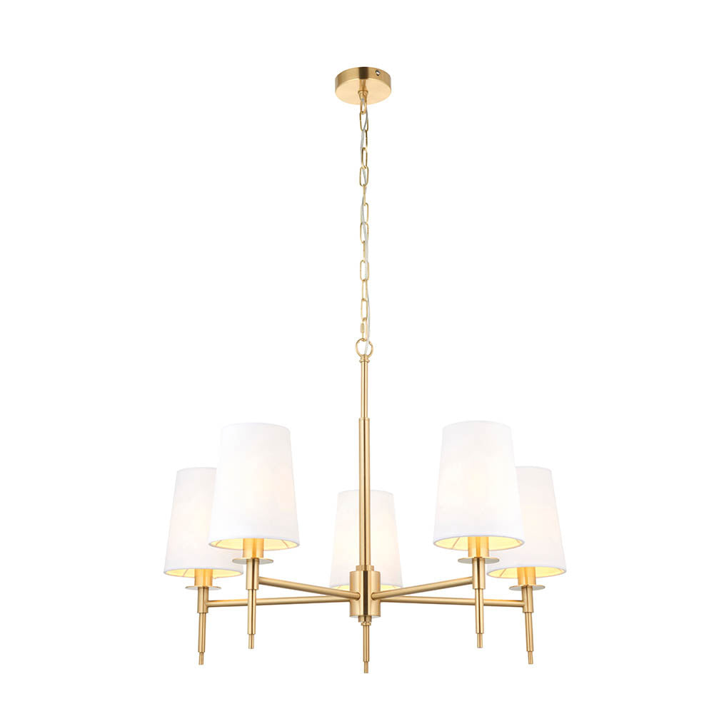 Corriford Multi Arm Tapered 5 Light Pendant - Satin Brass