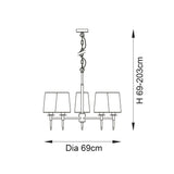 Corriford Multi Arm Tapered 5 Light Pendant - Satin Brass