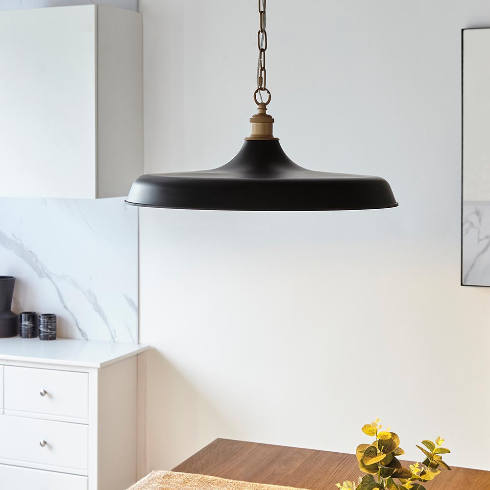 Denhollow Mid Century Pendant - Matt Black Satin