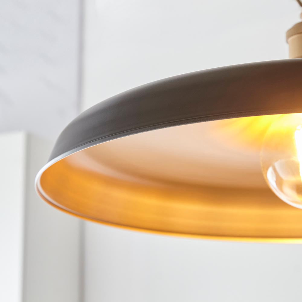 Denhollow Mid Century Pendant - Matt Black Satin