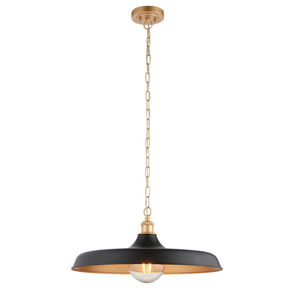Denhollow Mid Century Pendant - Matt Black Satin