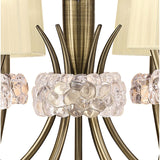Loewe 75cm 2 Tier 9 Light Chandelier - Brass With Cream Shades