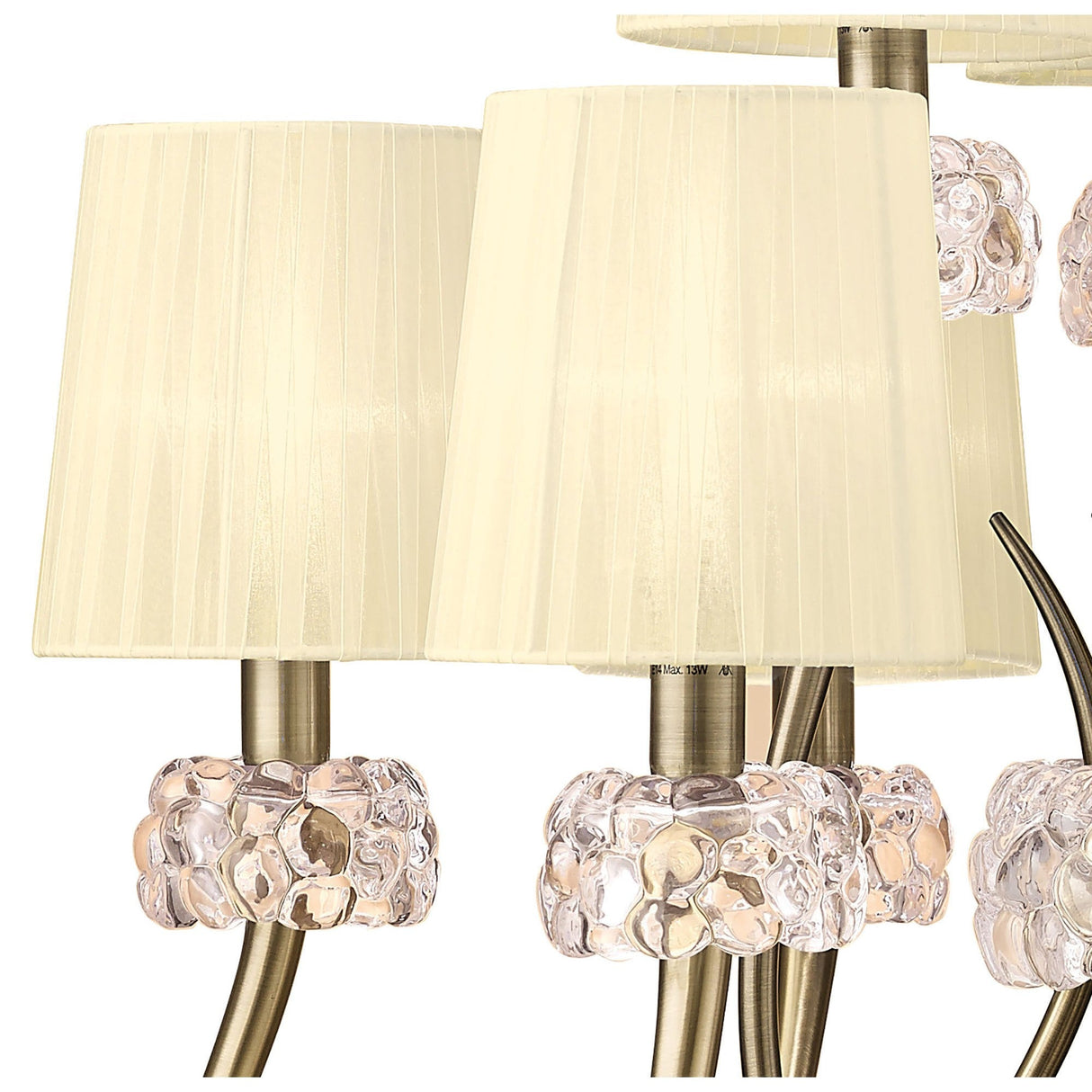 Loewe 75cm 2 Tier 9 Light Chandelier - Brass With Cream Shades