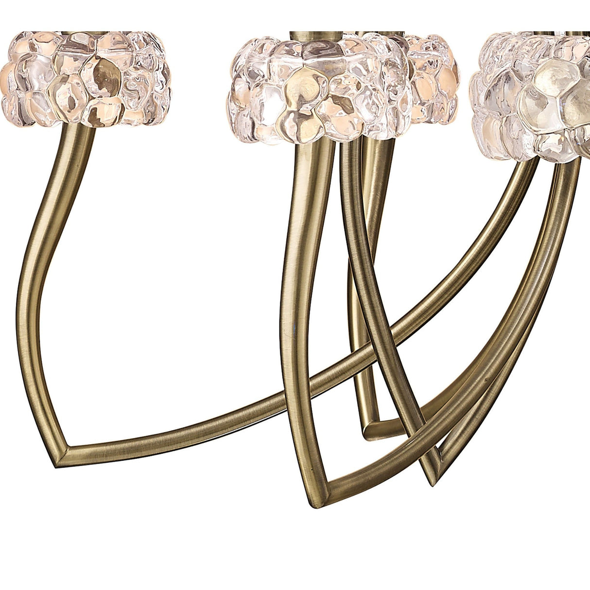 Loewe 75cm 2 Tier 9 Light Chandelier - Brass With Cream Shades