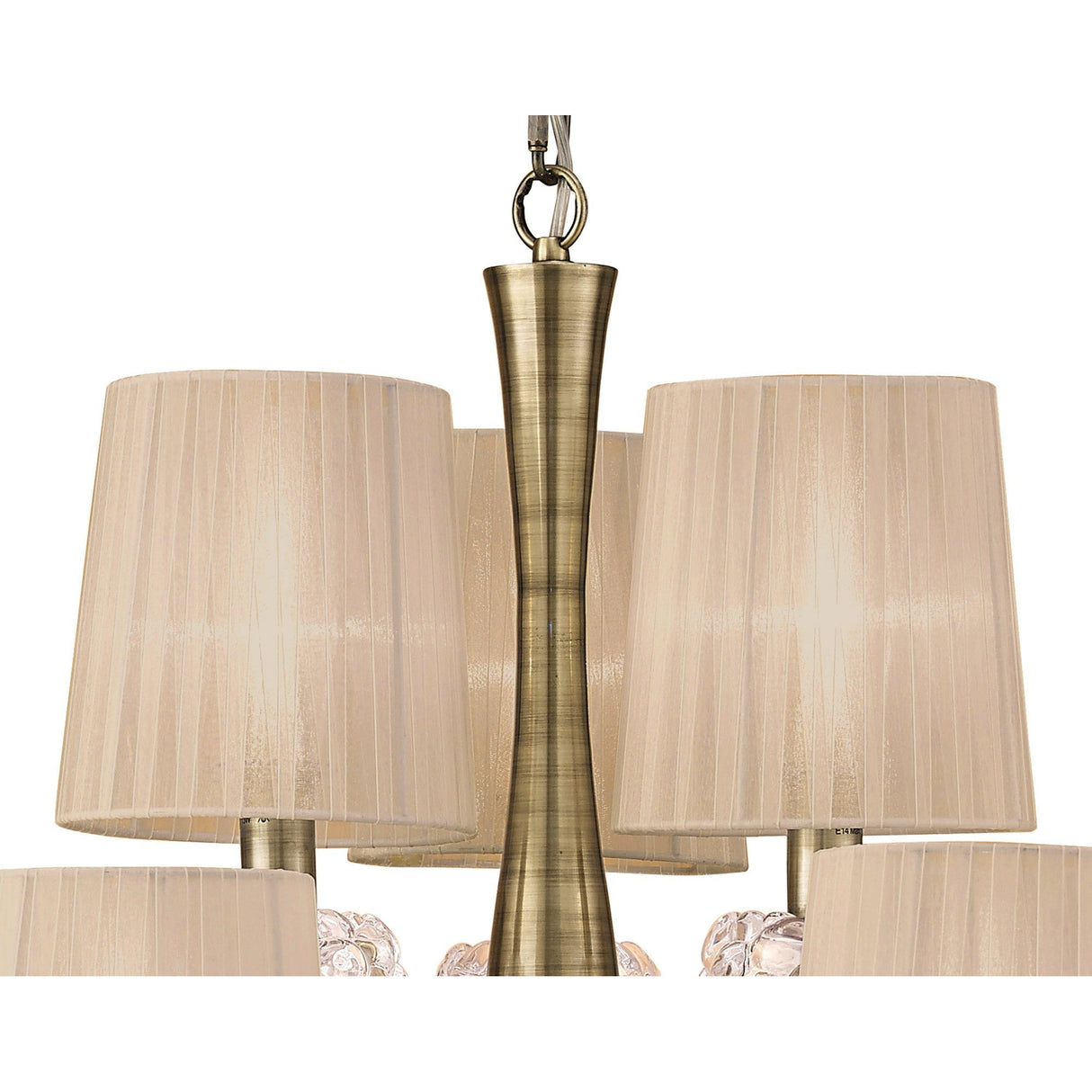 Loewe 75cm 2 Tier 9 Light Chandelier - Brass With Bronze Shades