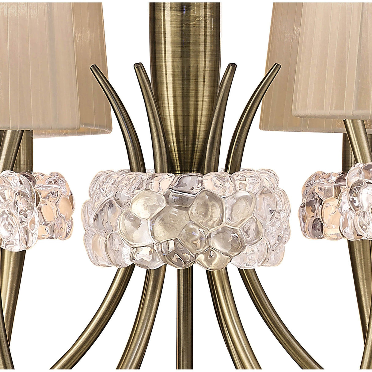 Loewe 75cm 2 Tier 9 Light Chandelier - Brass With Bronze Shades