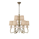 Loewe 75cm 2 Tier 9 Light Chandelier - Brass With Bronze Shades
