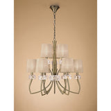 Loewe 75cm 2 Tier 9 Light Chandelier - Brass With Bronze Shades