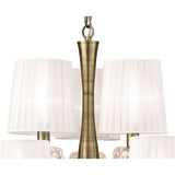 Loewe 75cm 2 Tier 9 Light Chandelier - Brass With White Shades