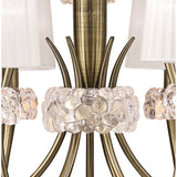 Loewe 75cm 2 Tier 9 Light Chandelier - Brass With White Shades