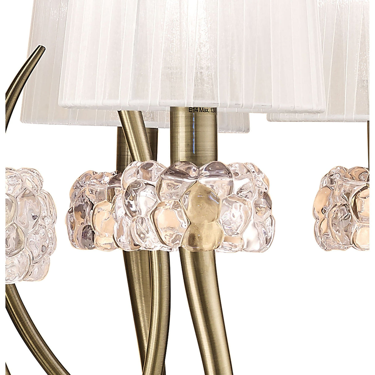 Loewe 75cm 2 Tier 9 Light Chandelier - Brass With White Shades
