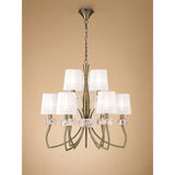 Loewe 75cm 2 Tier 9 Light Chandelier - Brass With White Shades