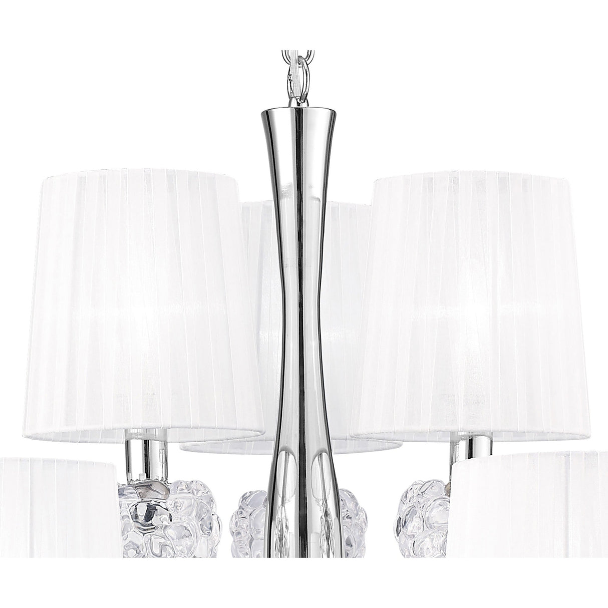 Loewe 2 Tier 9 Light Chandelier - Polished Chrome With White Shades