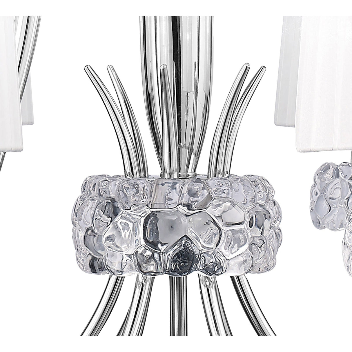 Loewe 2 Tier 9 Light Chandelier - Polished Chrome With White Shades