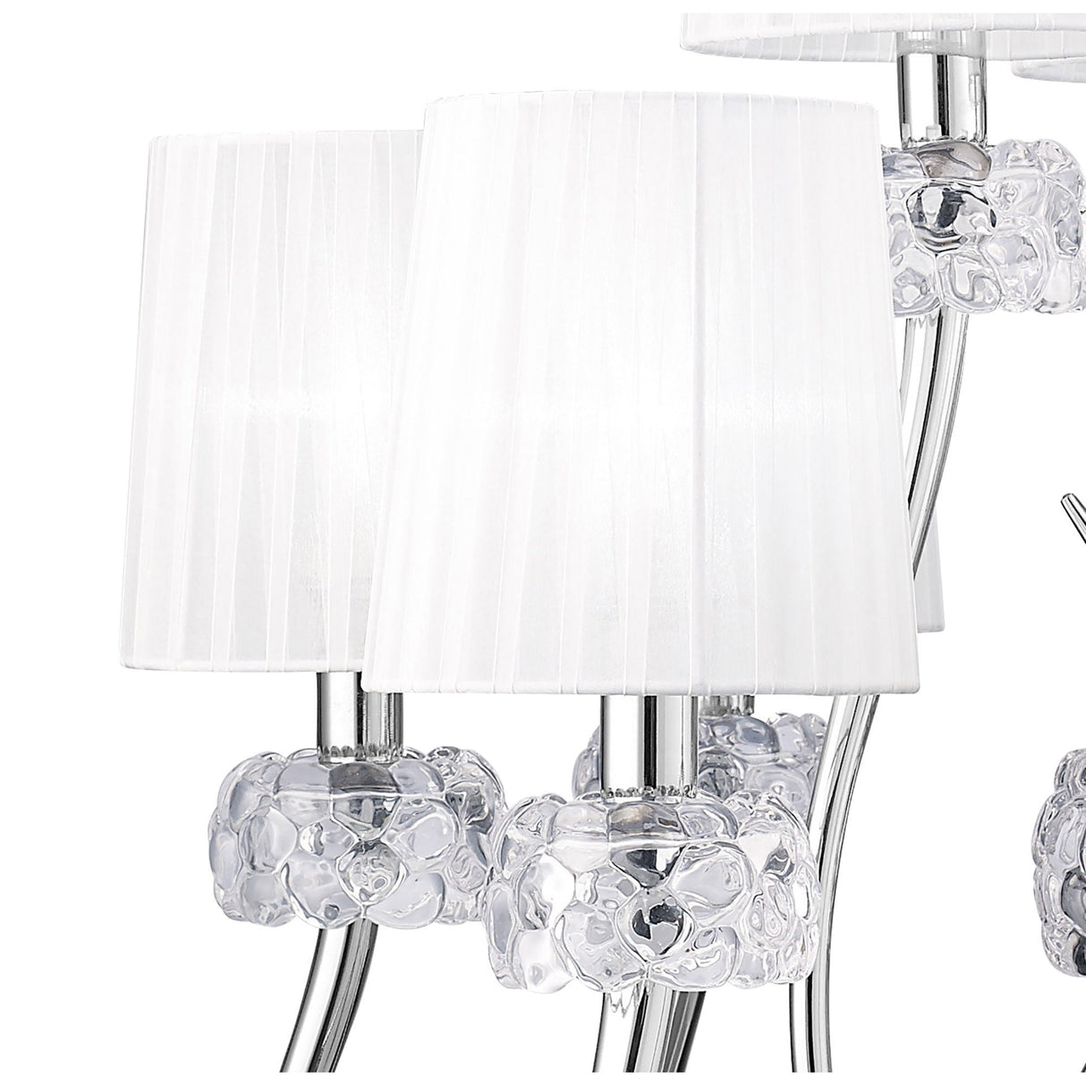 Loewe 2 Tier 9 Light Chandelier - Polished Chrome With White Shades