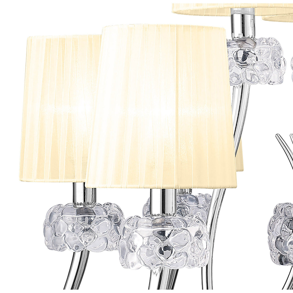 Loewe 2 Tier 9 Light Chandelier - Polished Chrome With Cream Shades