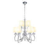 Loewe 2 Tier 9 Light Chandelier - Polished Chrome With Cream Shades