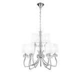 Loewe 2 Tier 9 Light Chandelier - Polished Chrome With White Shades