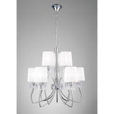 Loewe 2 Tier 9 Light Chandelier - Polished Chrome With White Shades
