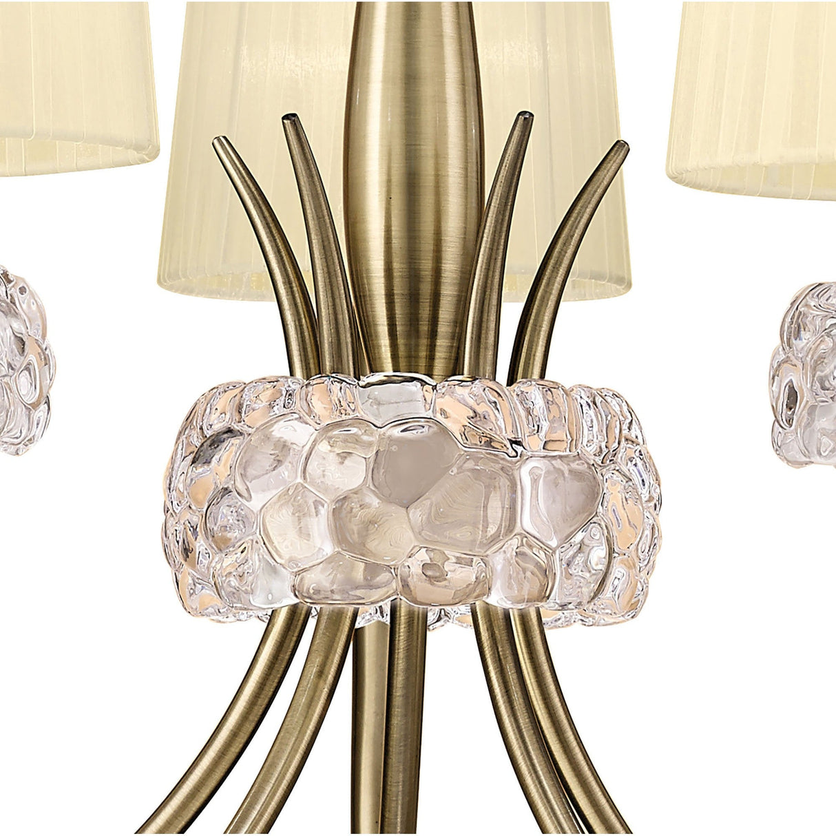 Loewe 66cm 5 Light Chandelier - Antique Brass With Cream Shades