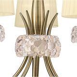 Loewe 66cm 5 Light Chandelier - Antique Brass With Cream Shades