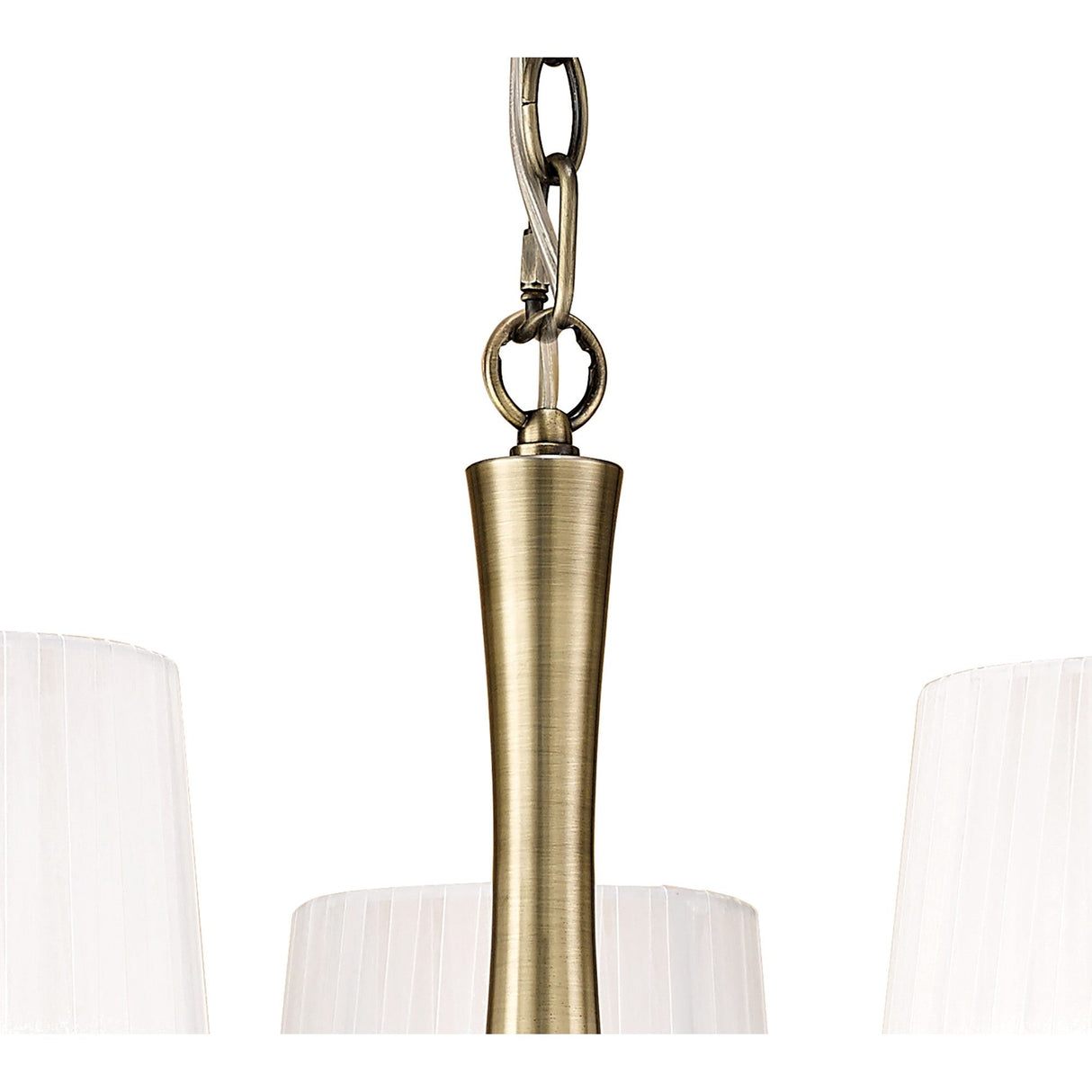 Loewe 66cm 5 Light Chandelier - Antique Brass With White Shades