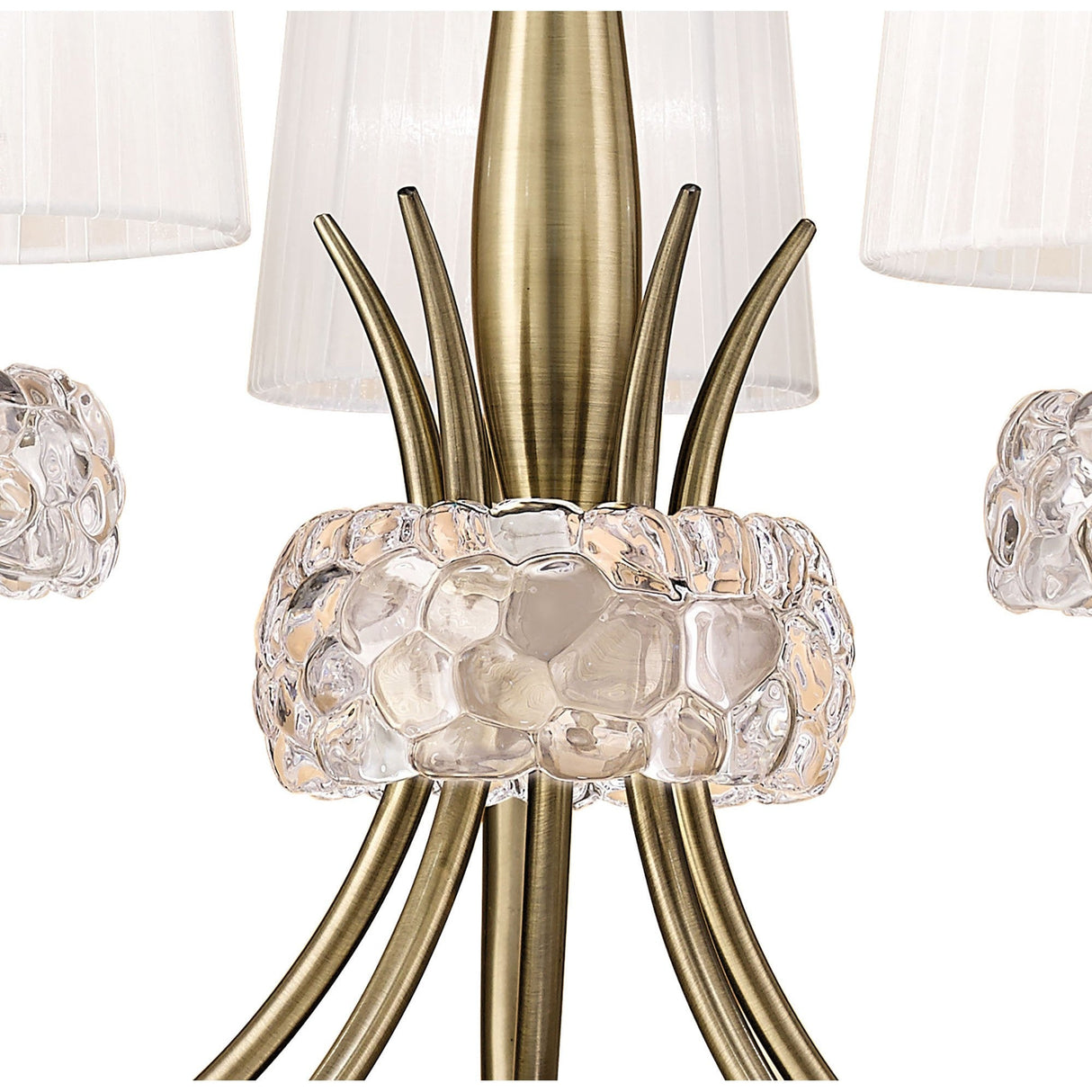 Loewe 66cm 5 Light Chandelier - Antique Brass With White Shades