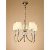 Loewe 66cm 5 Light Chandelier - Antique Brass With Cream Shades