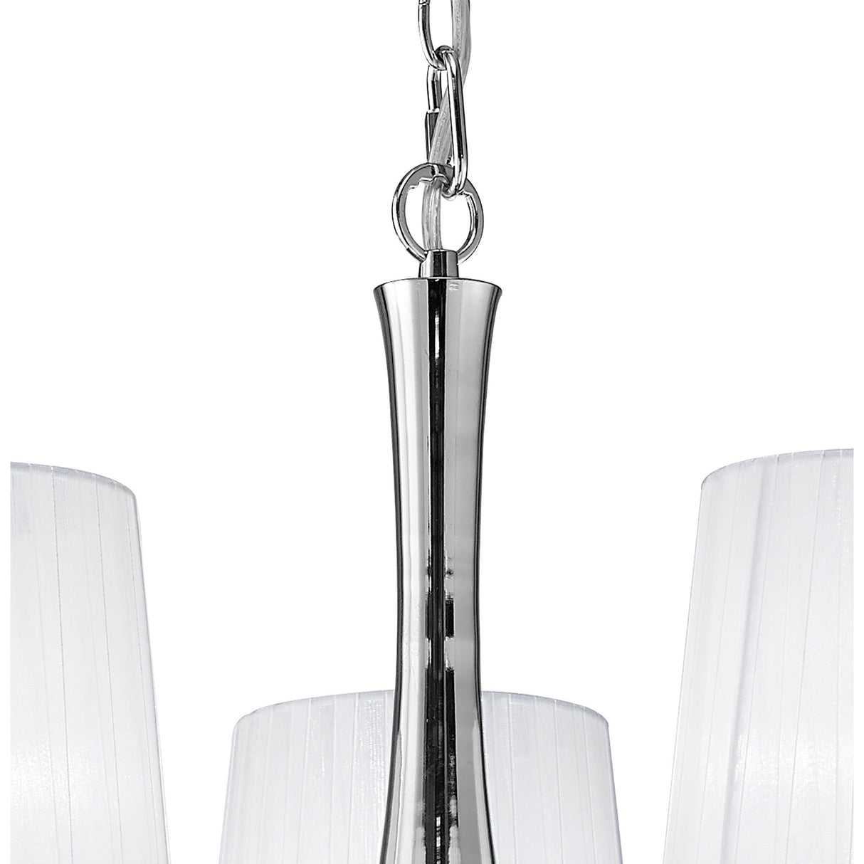 Loewe 5 Light Chandelier - Polished Chrome With White Shades