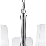 Loewe 5 Light Chandelier - Polished Chrome With White Shades