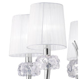 Loewe 5 Light Chandelier - Polished Chrome With White Shades