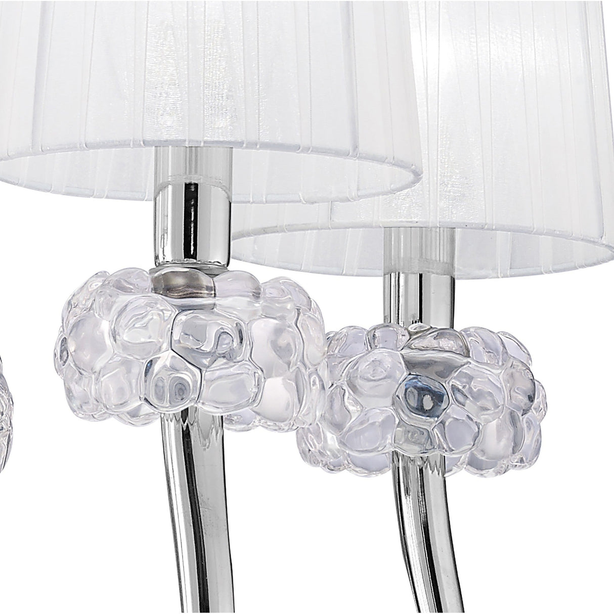 Loewe 5 Light Chandelier - Polished Chrome With White Shades