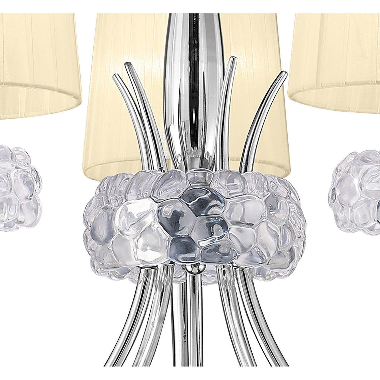 Loewe 5 Light Chandelier - Polished Chrome With Cream Shades