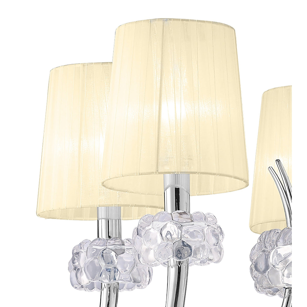 Loewe 5 Light Chandelier - Polished Chrome With Cream Shades