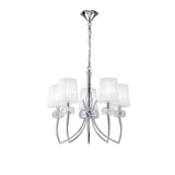 Loewe 5 Light Chandelier - Polished Chrome With White Shades