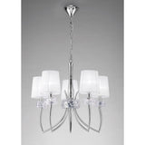 Loewe 5 Light Chandelier - Polished Chrome With White Shades