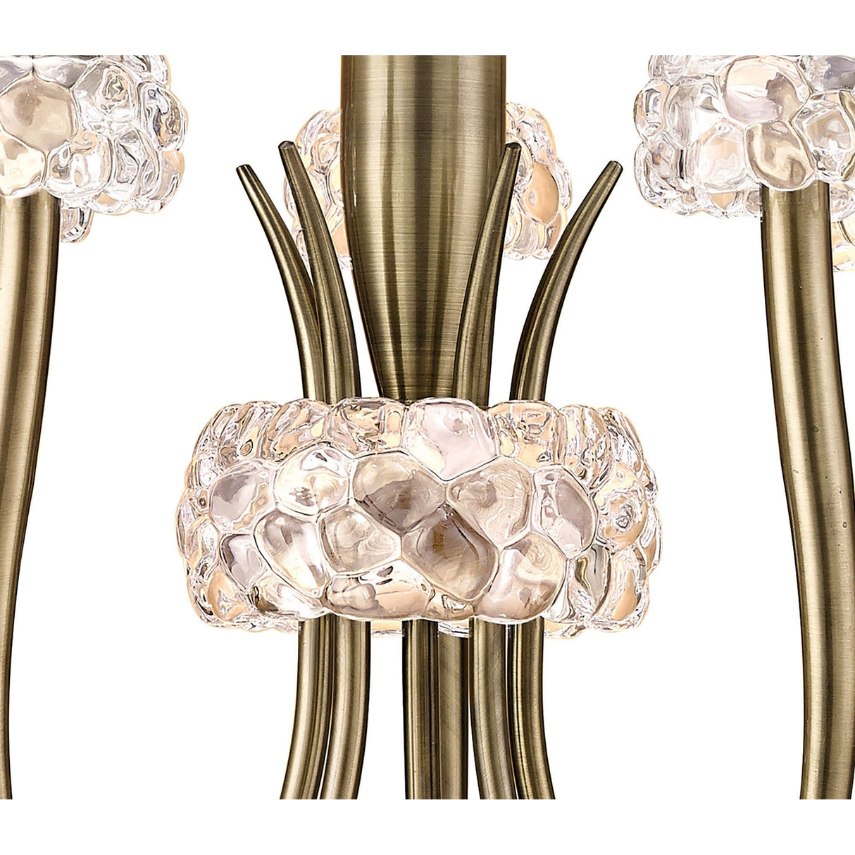 Loewe 50cm Slim 5 Light Chandelier - Antique Brass With Cream Shades