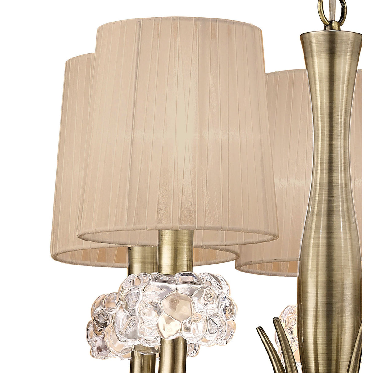 Loewe 50cm 5 Light Chandelier - Antique Brass With Soft Bronze Shades