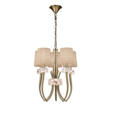 Loewe 50cm 5 Light Chandelier - Antique Brass With Soft Bronze Shades