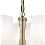 Loewe 50cm Slim 5 Light Chandelier - Antique Brass With White Shades