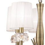 Loewe 50cm Slim 5 Light Chandelier - Antique Brass With White Shades