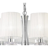 Loewe Slim 5 Light Chandelier - Polished Chrome With White Shades